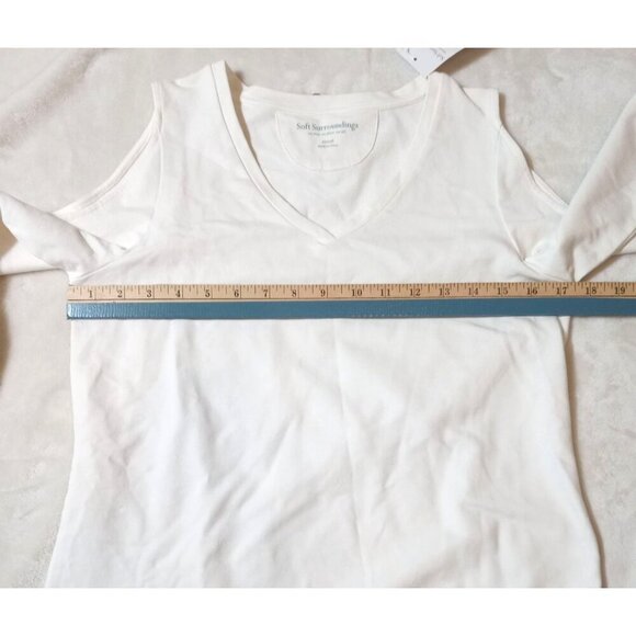 NWT Soft Surroundings Jersey Knit Cold Shoulder Sweater Top Shirt Solid White XS - Picture 5 of 7